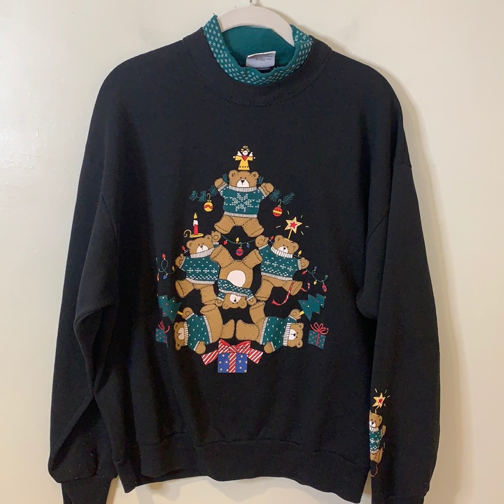 Vintage Gopher Sport - Women’s Sweatshirt mock neck - Teddybear Christmas Tree